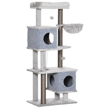 Arbre À Chat 142H Cm Avec Grottes Et Plateformes Pour Chat, Colonne En Sisal, Jouet Pour Chat, Anti-Basculement, Gris