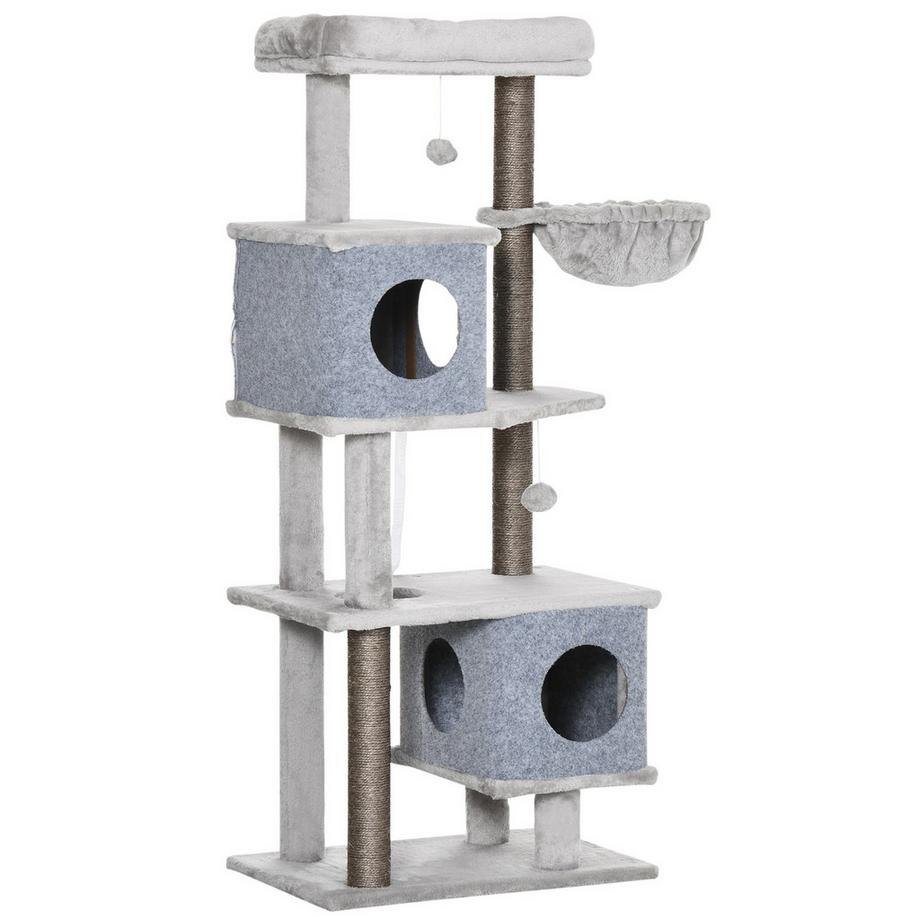 Northio  Arbre À Chat 142H Cm Avec Grottes Et Plateformes Pour Chat, Colonne En Sisal, Jouet Pour Chat, Anti-Basculement, Gris 