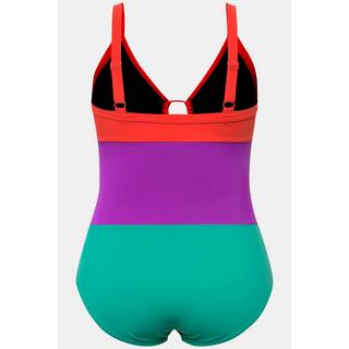 Ulla Popken  Maillot de bain esprit colour block, bonnets souples. Matière recyclée et découpes. 