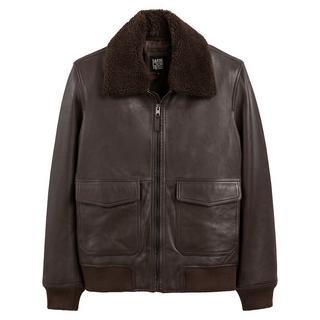 La Redoute Collections  Blouson aviateur en cuir lisse col peluche 