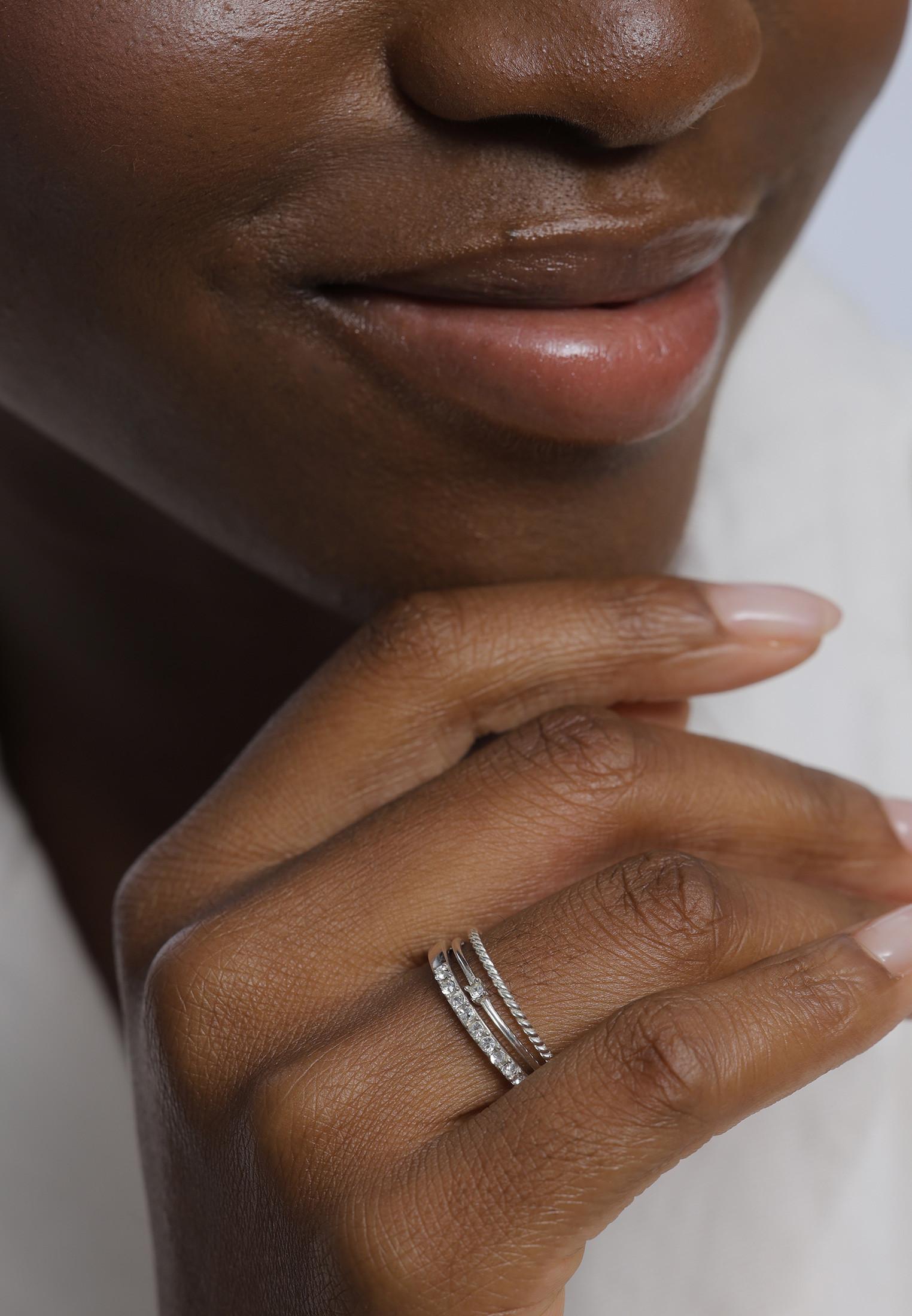 Elli  Bague Ensemble De 3 Avec Cristaux 