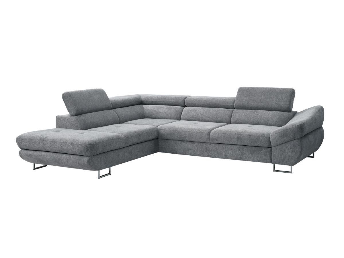 Vente-unique Canapé d'angle gauche convertible en tissu texturé gris DALIAS  