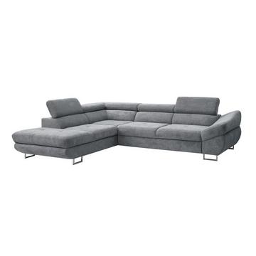 Ecksofa mit Schlaffunktion - Ecke links - Strukturstoff - Grau - DALIAS