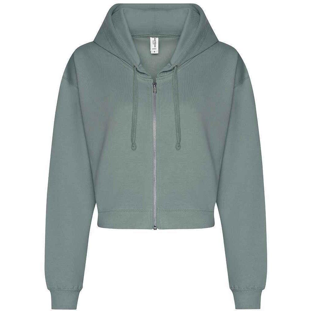 Image of Hoodie Mit Durchgehendem Reißverschluss Kurz Geschnitten Damen Grün XL