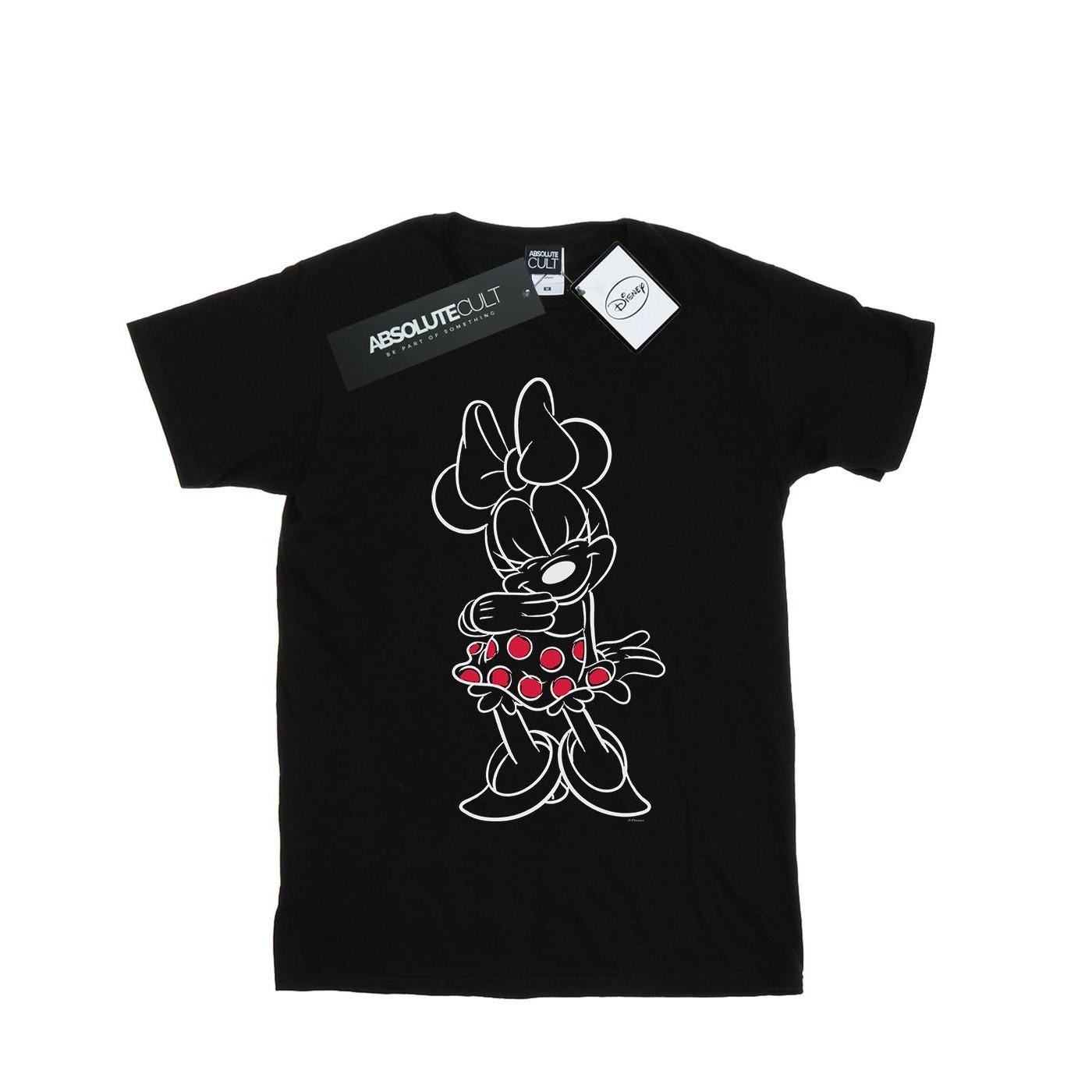 Image of Minnie Mouse Outline Polka Dot Tshirt Damen Schwarz S