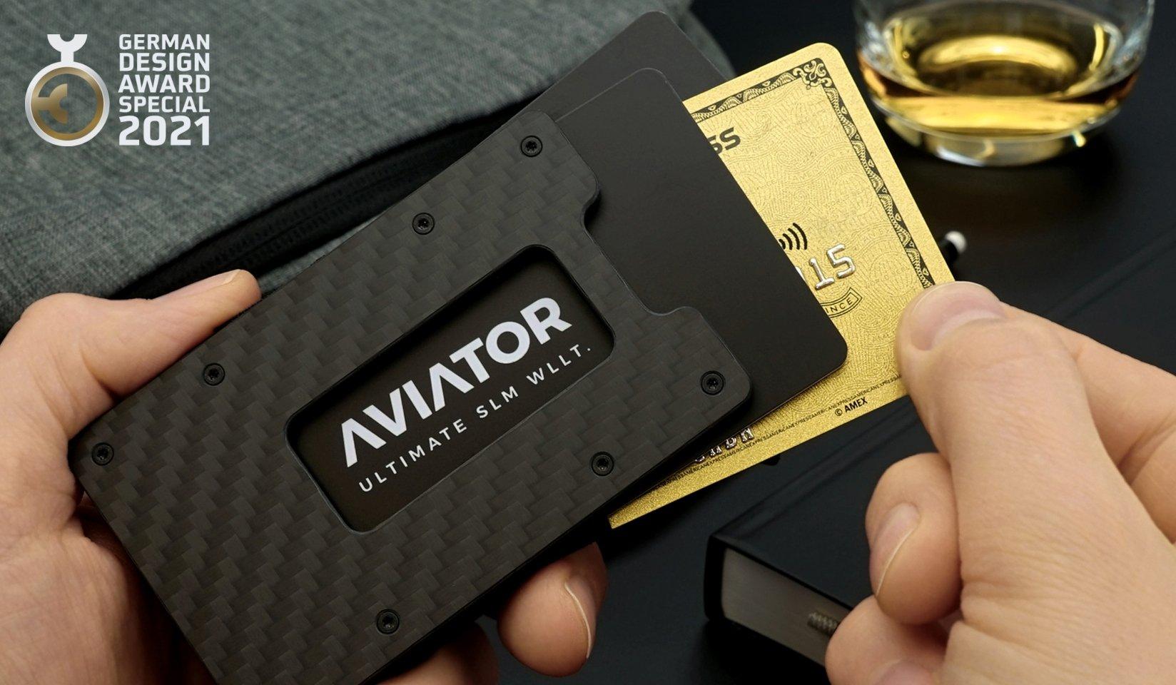 AVIATOR Aviator Wallet slide, Carbon Fiber mit AirTag clip  