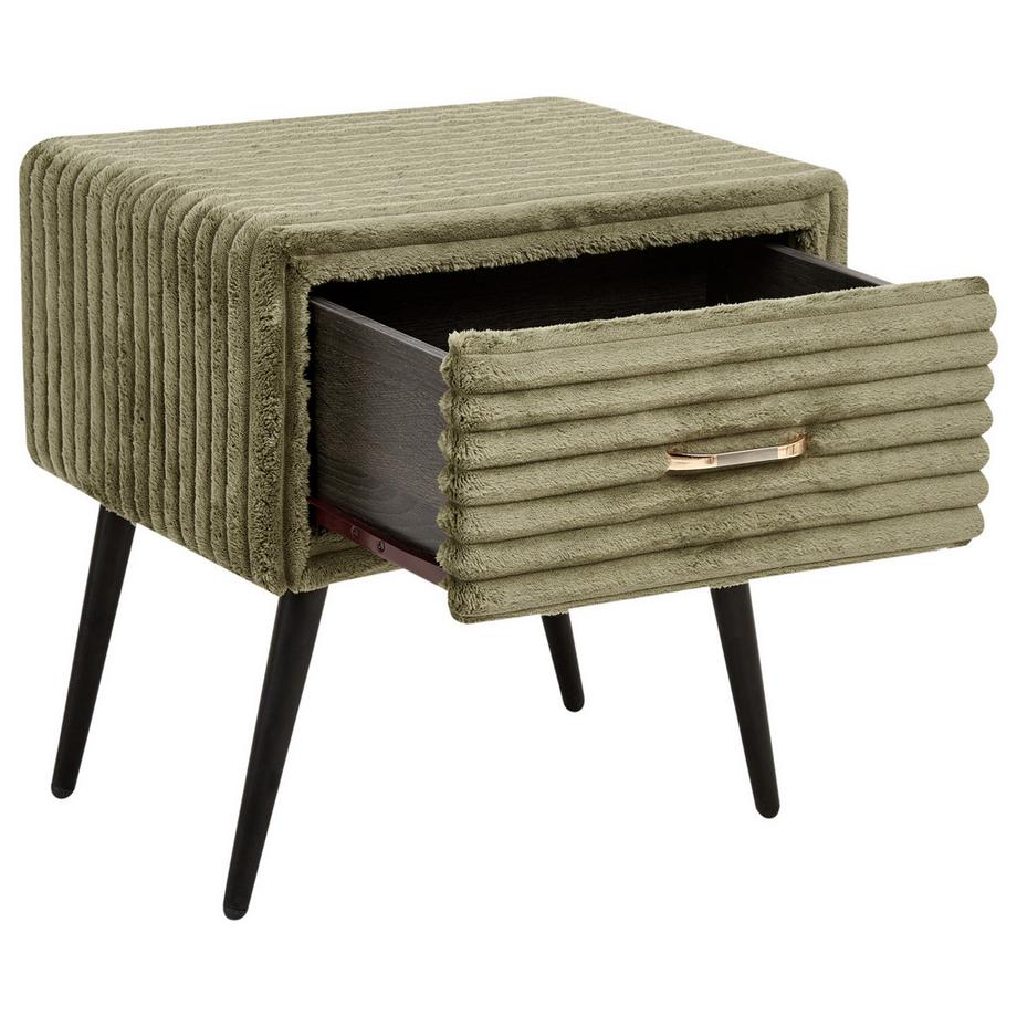 Beliani Comodino 1 cassetto en Velluto a coste Retrò FLAYAT  