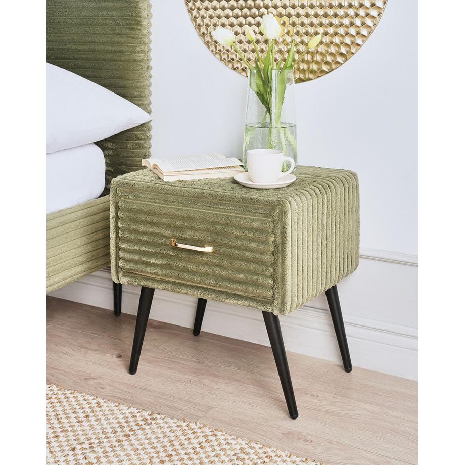 Beliani Comodino 1 cassetto en Velluto a coste Retrò FLAYAT  