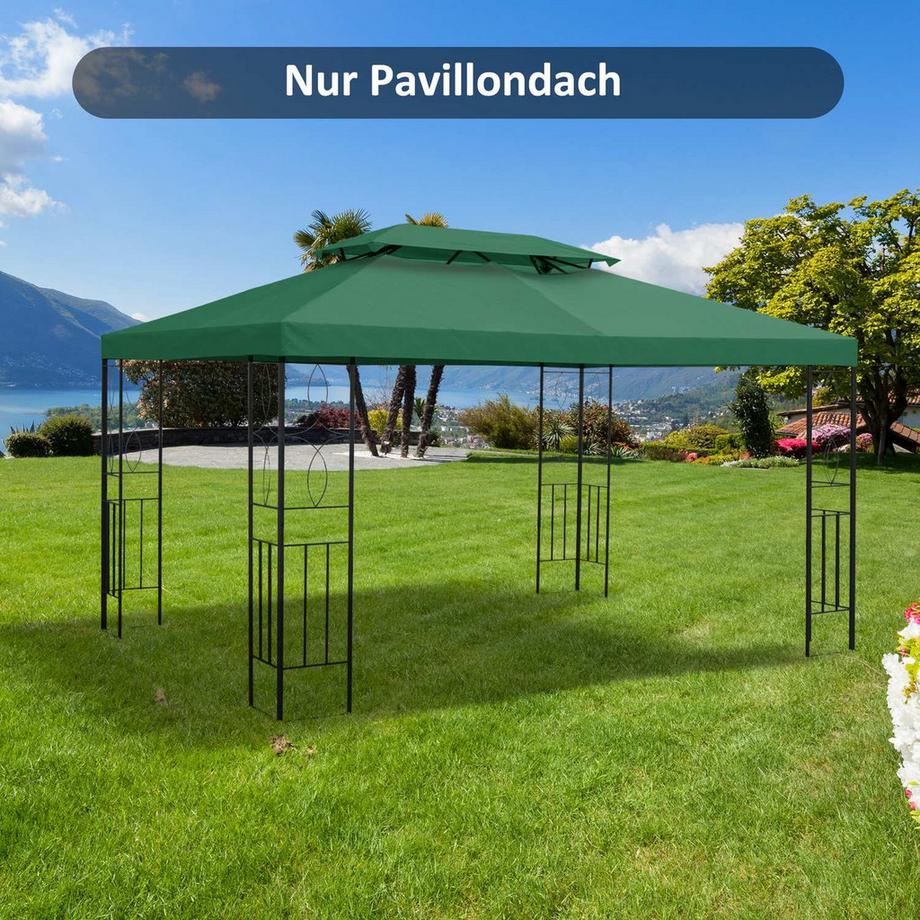 Northio Ersatzdach Pavillondach Für Gartenpavillon, Polyester, 3X4M, Grün  