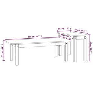 VidaXL Couchtisch-set kiefernholz  