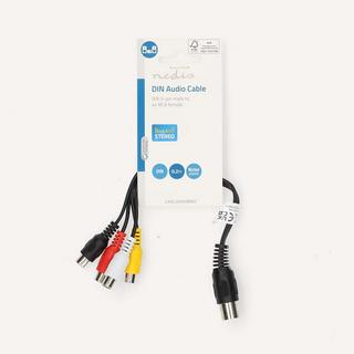 Nedis  Câble audio DIN | DIN 5-Pin Mâle | 4x RCA, Femelle | Nickelé | 0.20 m | Rond | PVC | Noir | Etiquette 