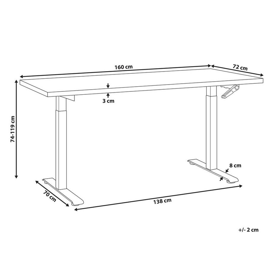 Beliani Schreibtisch manuell höhenverstellbar aus Faserplatte Modern DESTINES  