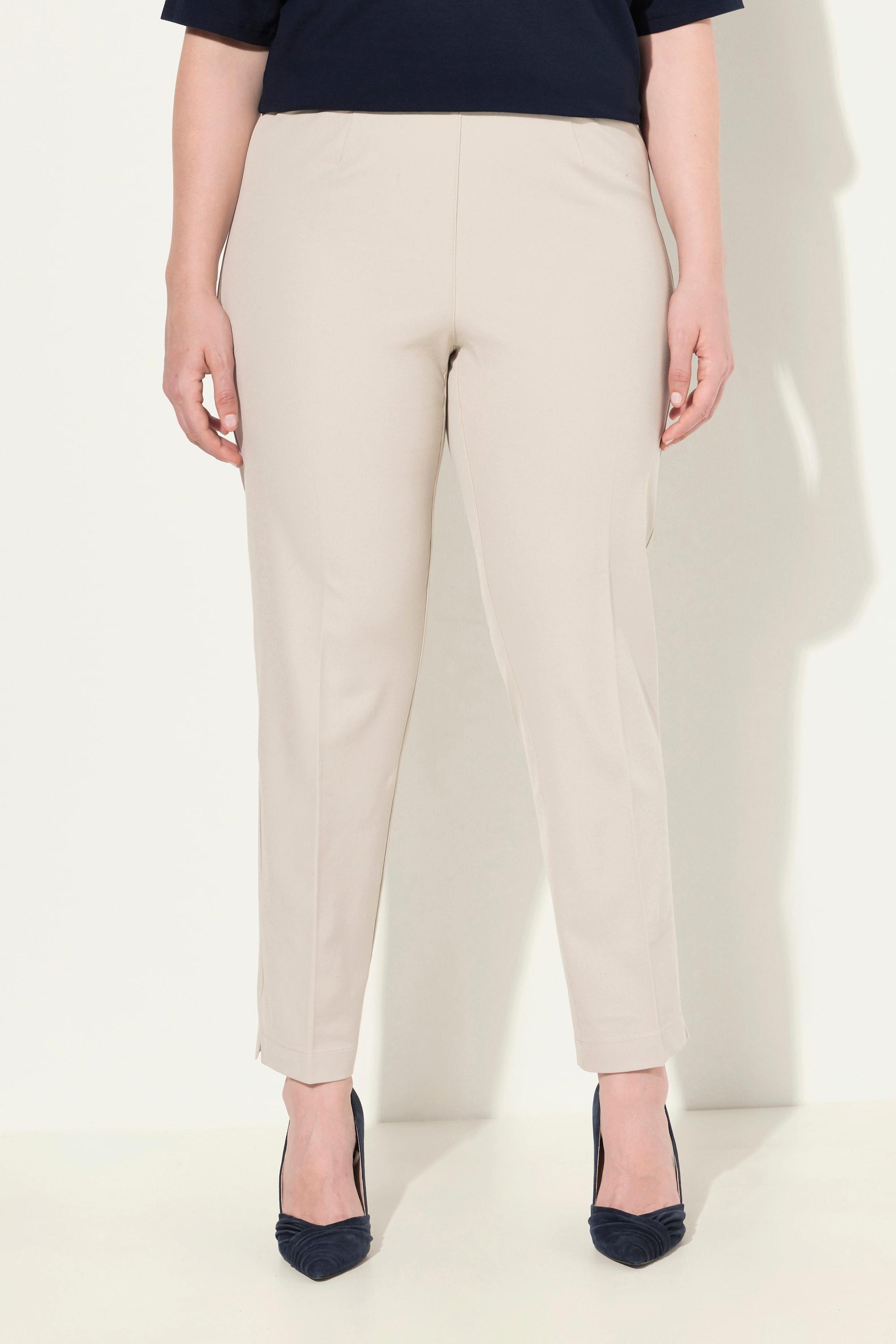 Ulla Popken  Pantaloni a 7/8 con nervature, taglio della gamba aderente e cintura elastica 