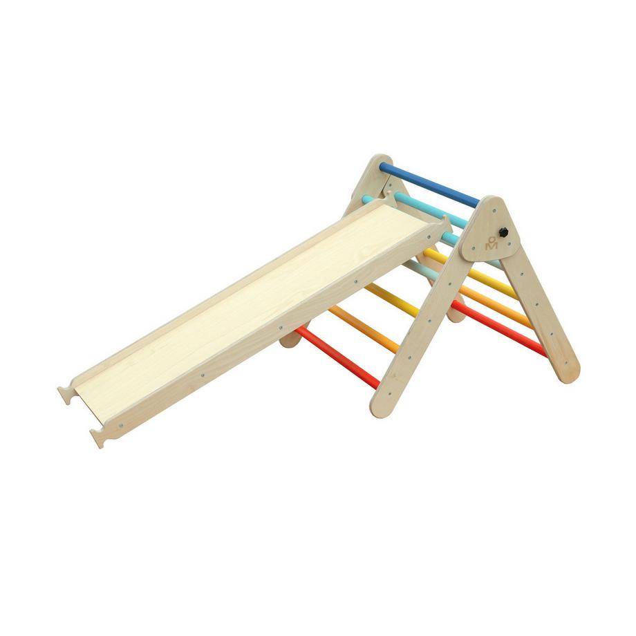 Montessori  Montessori® Set - Pikler Dreieck mit Rutsche/Kletterleiter - Hell 