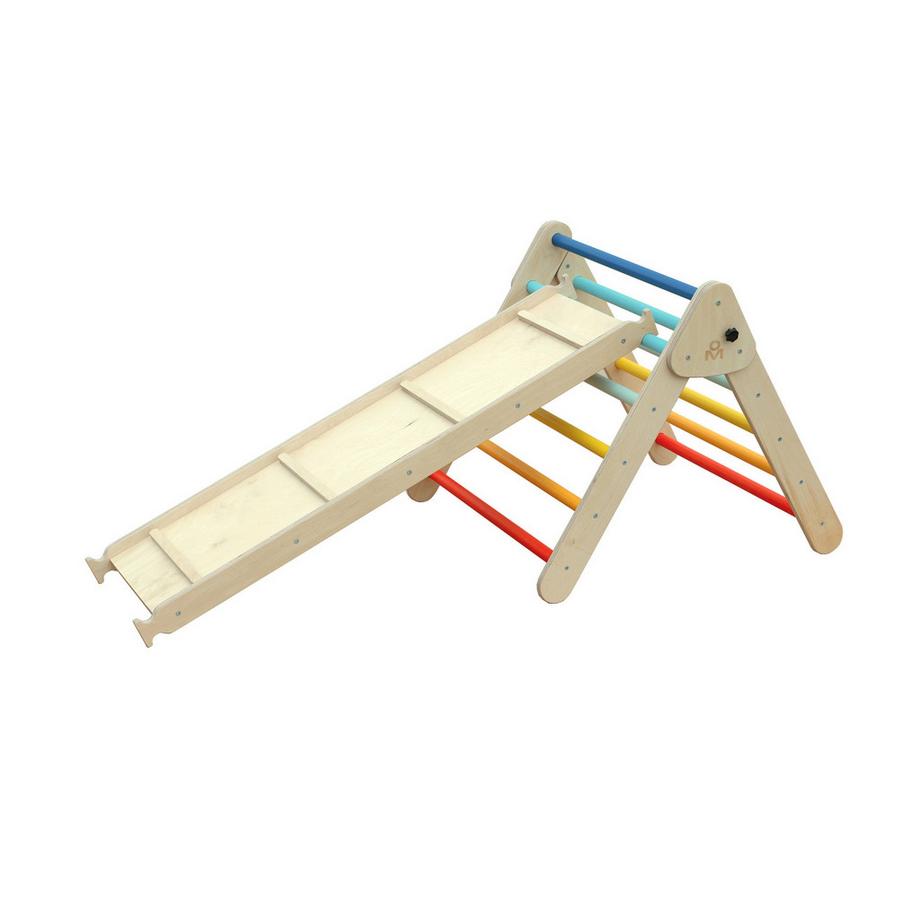 Montessori  Montessori® Set - Pikler Dreieck mit Rutsche/Kletterleiter - Hell 