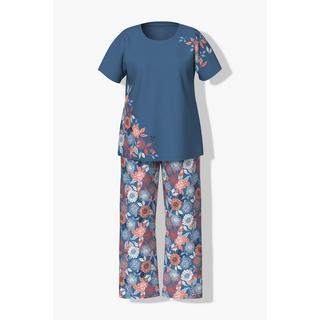 Ulla Popken  Pyjama, Blüten, Oversized, Rundhals, Halbarm 