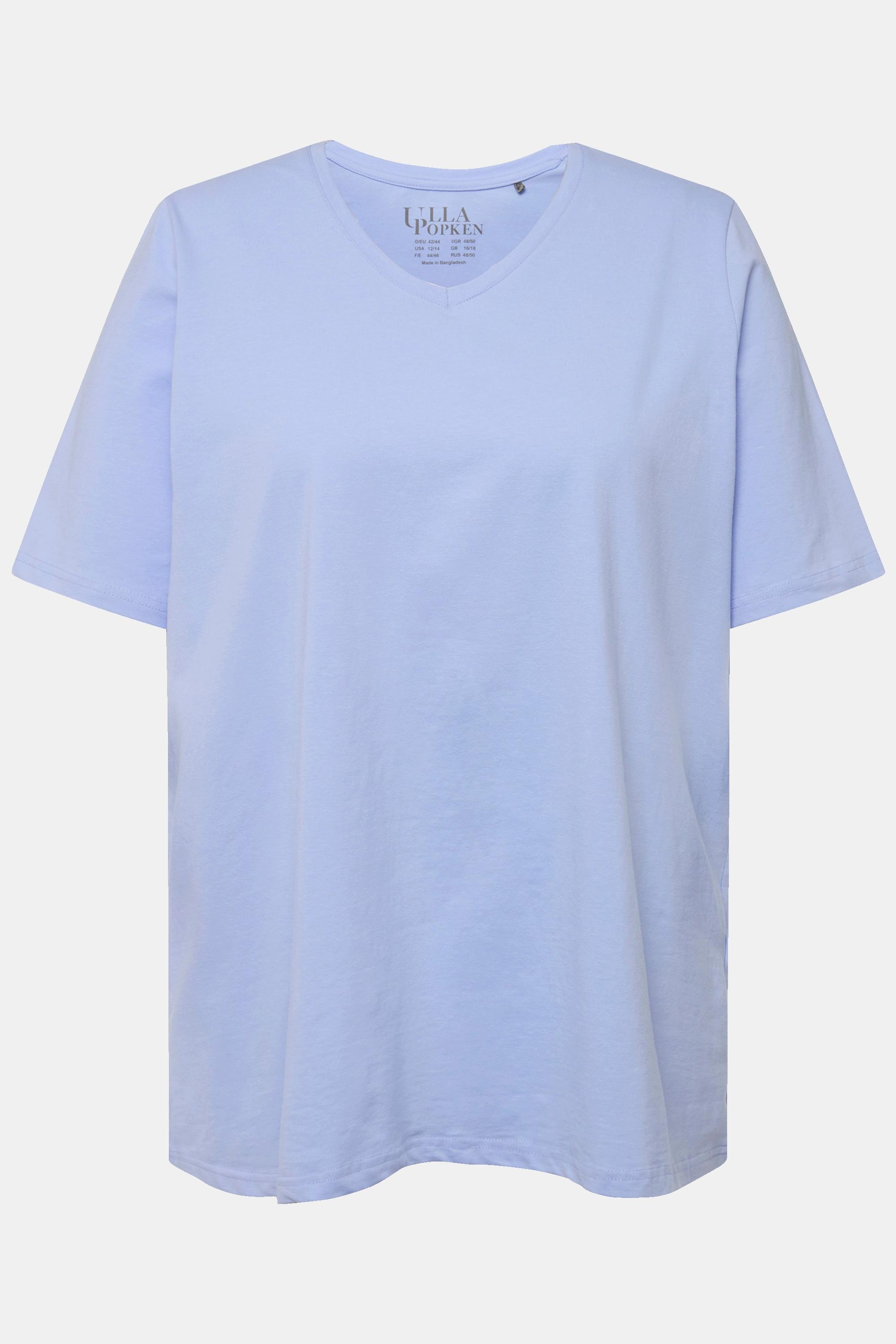 Ulla Popken  T-Shirt, A-Linie, V-Ausschnitt, Halbarm 