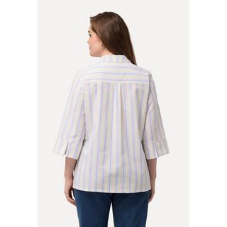 Ulla Popken  Camicia con righe con crespatura a bolle, collo da camicia e maniche a 3/4 