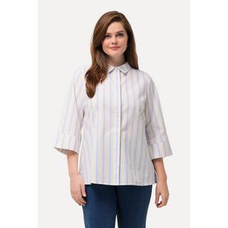 Ulla Popken  Camicia con righe con crespatura a bolle, collo da camicia e maniche a 3/4 