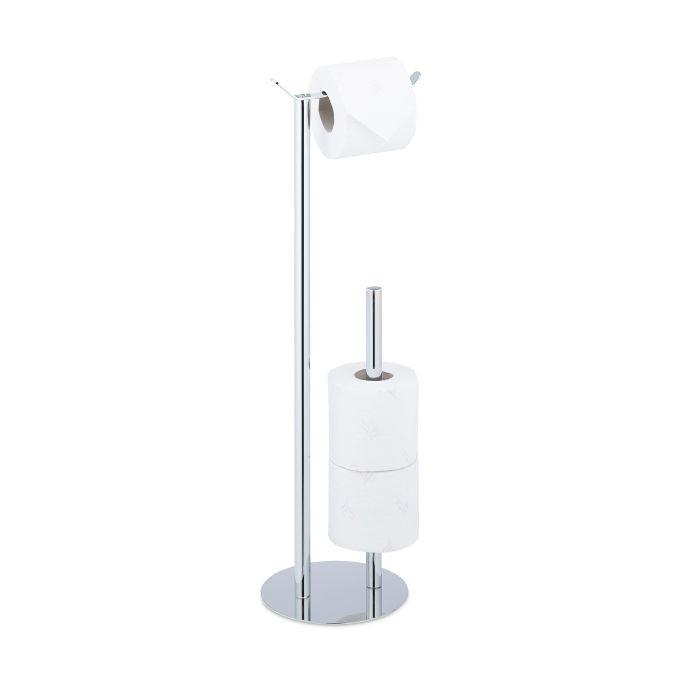 B2X Porte-papier toilette sur pied en argent  