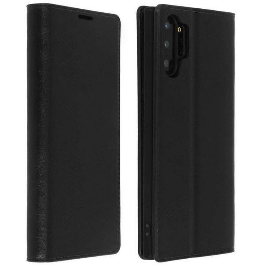 Avizar  Cover Echtleder Galaxy Note 10+ Schwarz 