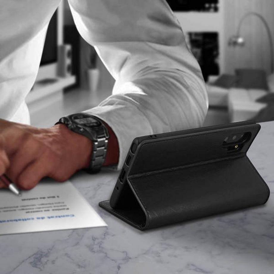 Avizar  Cover Echtleder Galaxy Note 10+ Schwarz 