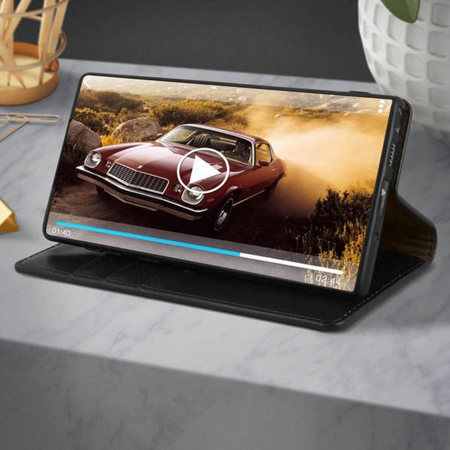 Avizar  Cover Echtleder Galaxy Note 10+ Schwarz 