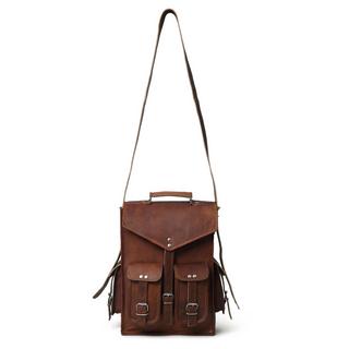 Only-bags.store 2 in 1 Convertible Leder Laptop Messenger Rucksack, Vintage Brown Leder Laptop Rucksack, Leder  