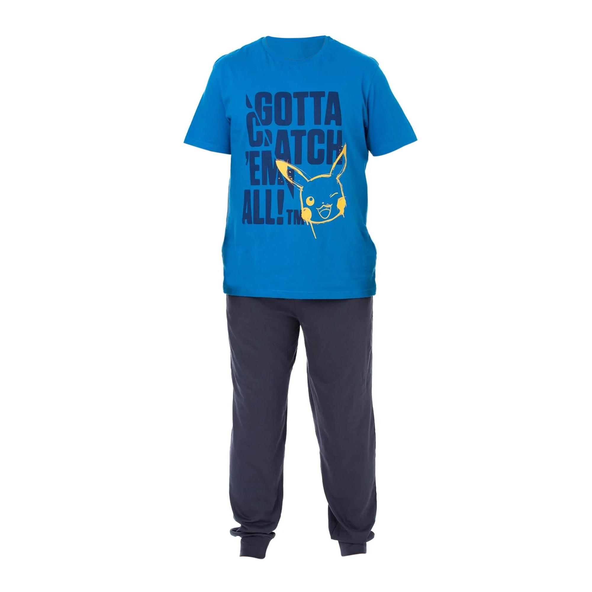 Image of Gotta Catch Em All Schlafanzug Mit Langer Hose Unisex Blau XL