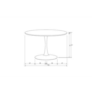 mutoni Table à manger Sammy ronde piètement trompette noir 120x120  