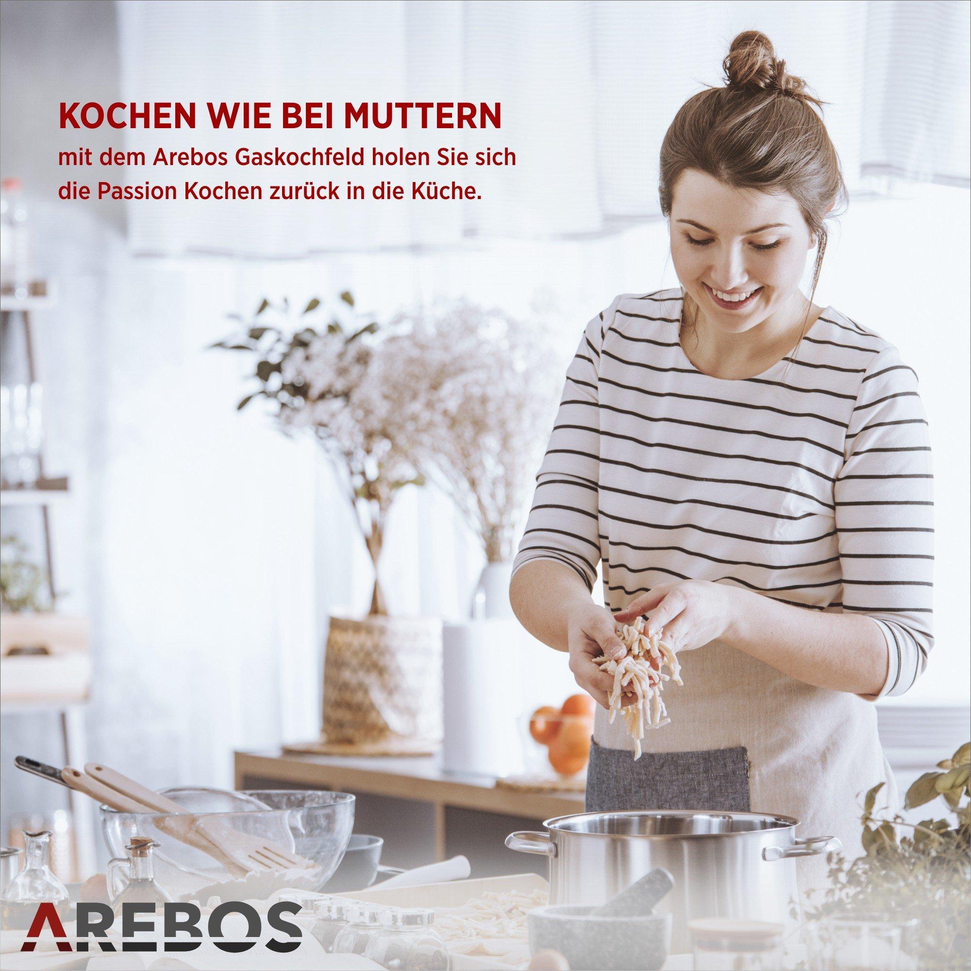 Arebos Table de cuisson à gaz 5 feux vitrocéramique Cuisinière à gaz encastrable  