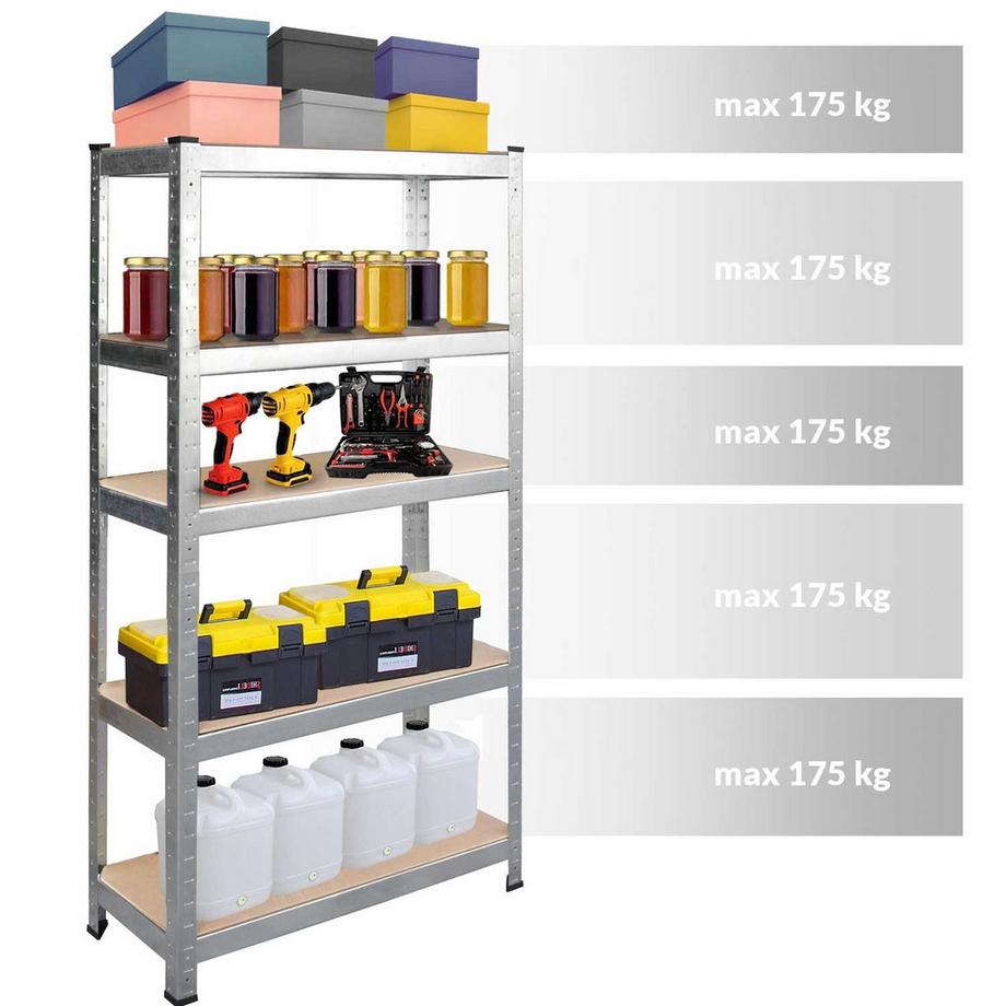 B2X  Stabiles und geräumiges Metallregalsystem für Lager, 180 x 100 x 50 cm – Humberg 4849 