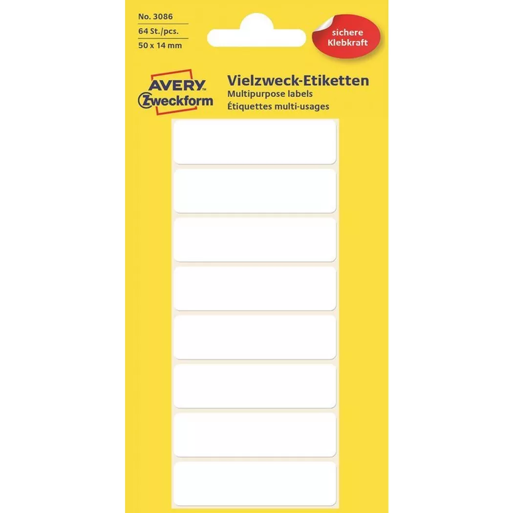 Avery-Zweckform – AVERY ZWECKFORM Etiketten 50×14mm, 64 Stück, One Size, Weiss