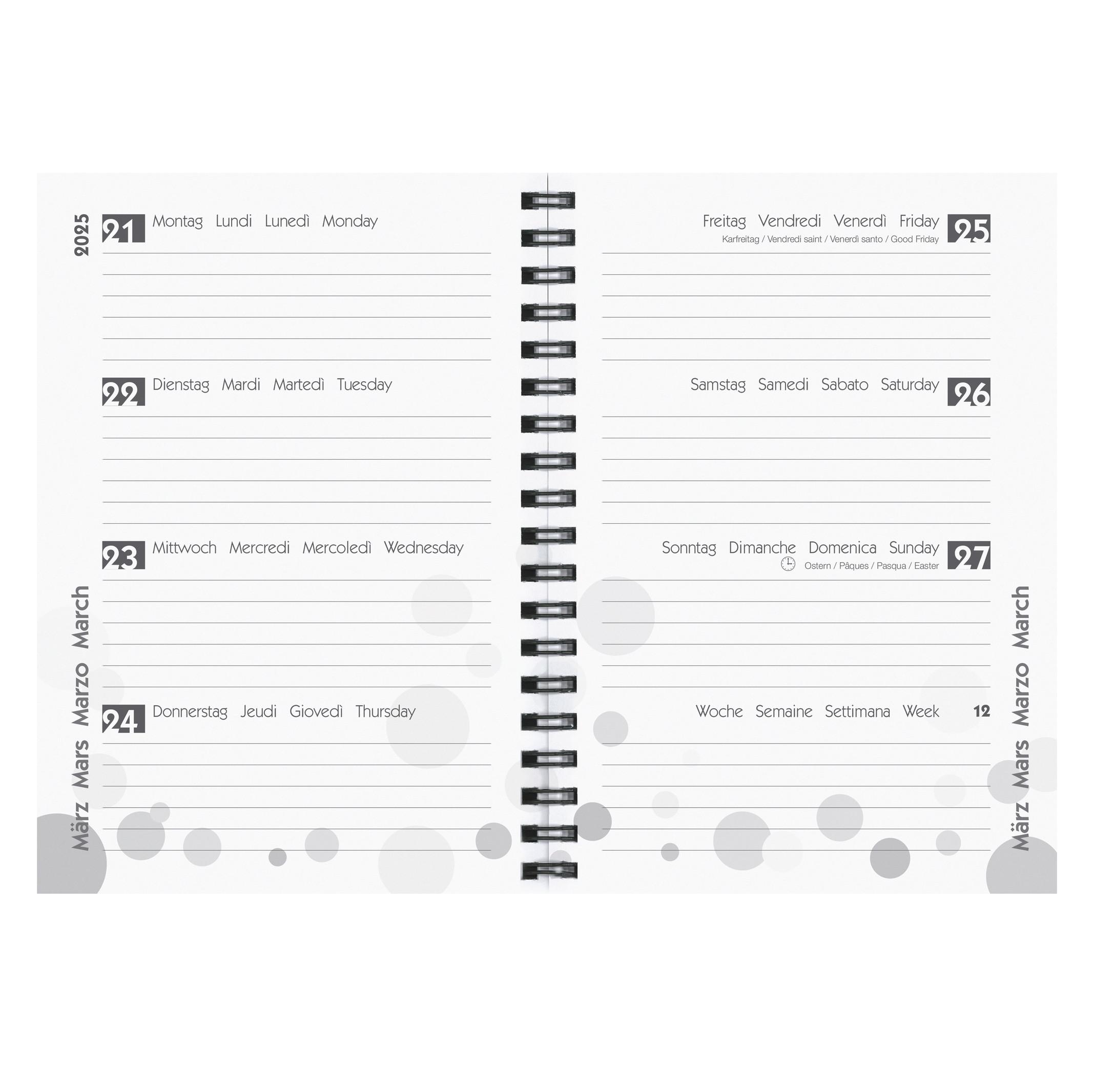 Biella Agenda scolaire mydiary Wire-O 3½ jours par page, Black & White - Multicolores  