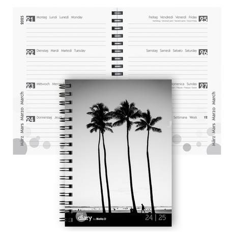 Biella Agenda scolaire mydiary Wire-O 3½ jours par page, Black & White - Multicolores  