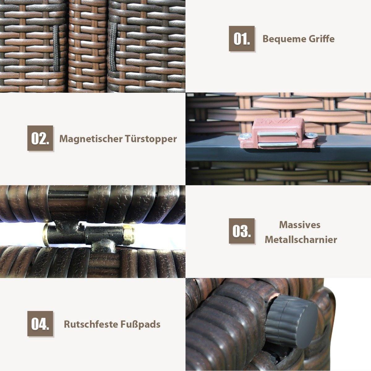 B2X Box da patio in rattan con telaio in acciaio da 335 litri per riporre oggetti, marrone  