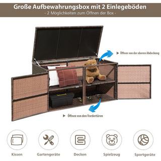 B2X Box da patio in rattan con telaio in acciaio da 335 litri per riporre oggetti, marrone  