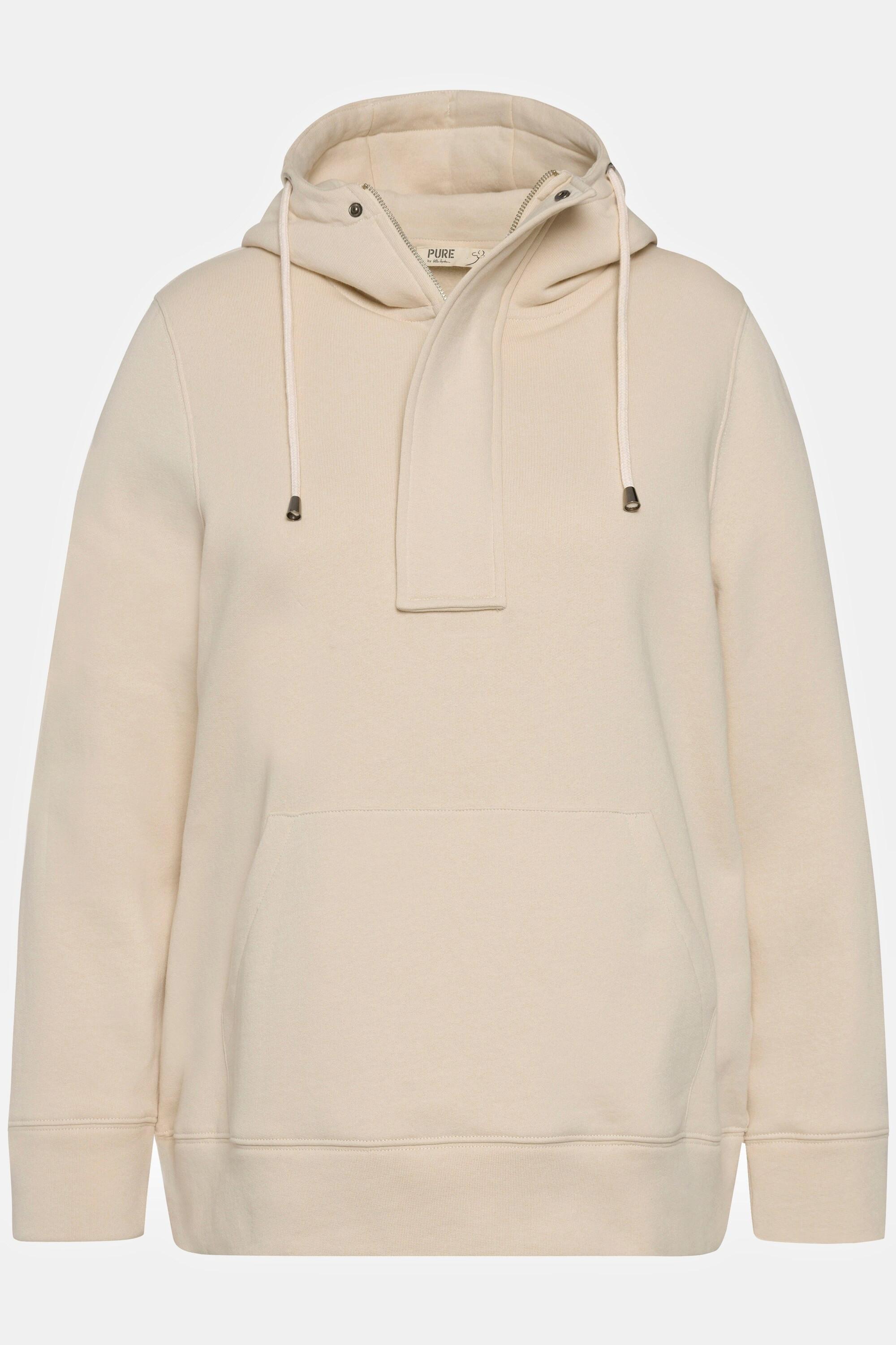 Ulla Popken  Hoodie, Zipper, Kapuze, Langarm, Biobaumwolle 