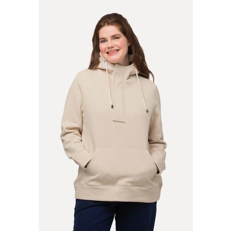 Ulla Popken  Sweat à capuche, fermeture Éclair, manches longues, coton bio 