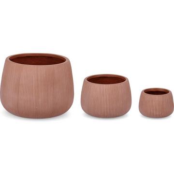 Cache-pot Ribbed Clay haut (série de 3)