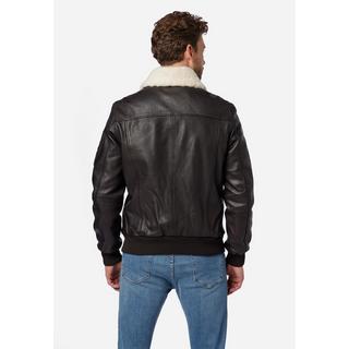 RICANO  Veste en cuir pour hommes M-Bomber - Blouson aviateur avec col en peau de mouton 