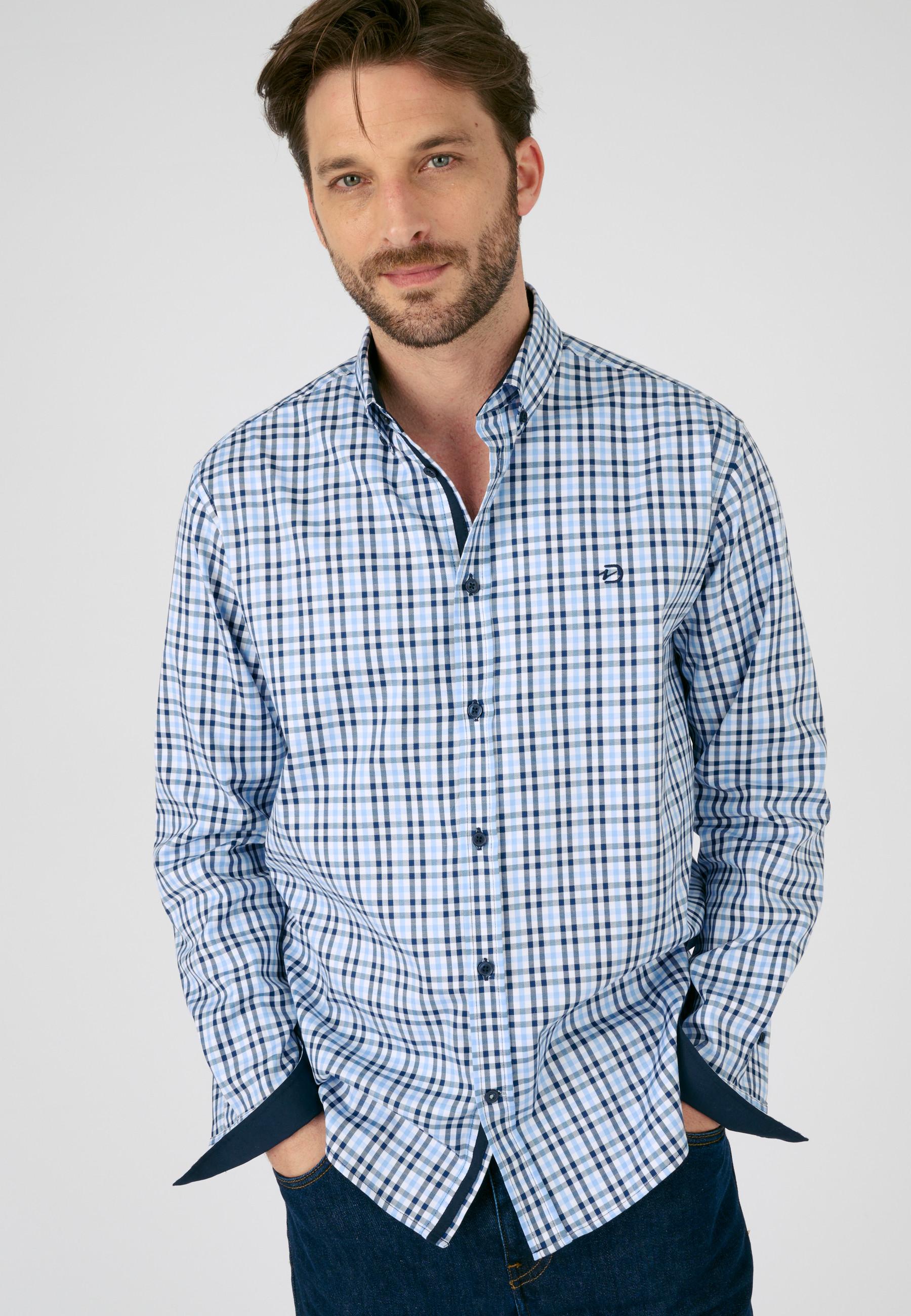 Image of Bequemes Hemd Aus Reiner Baumwolle Mit Langen Ärmeln Unisex Blau 47-48