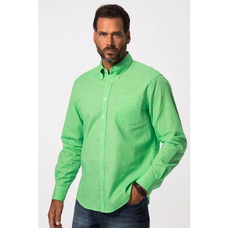 JP1880  Chemise en lin mélangé. Manches longues et col à pointes boutonnées - coupe Modern Fit 