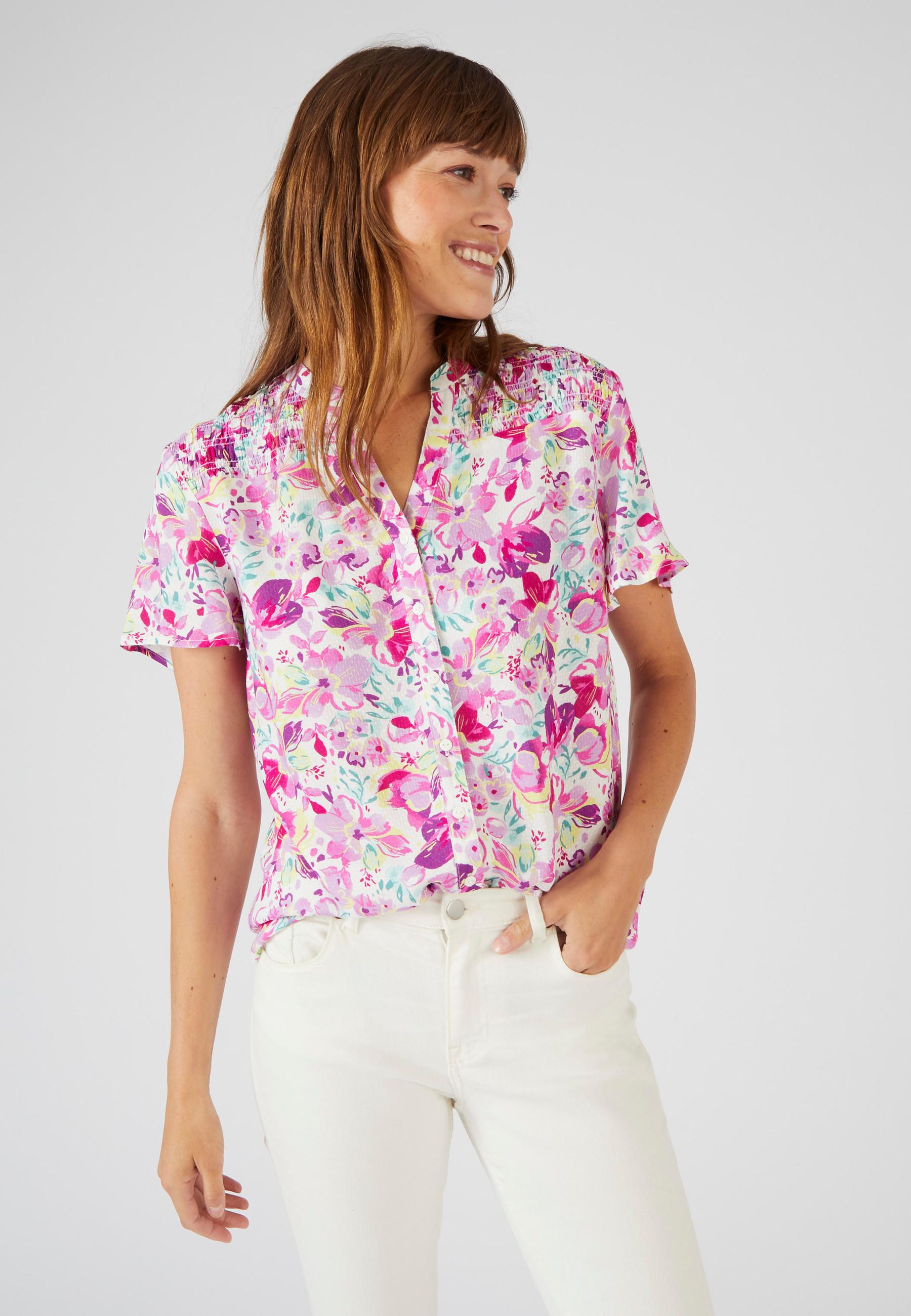 Image of Gesmokte Bluse, Climatyl. Damen Violett 44