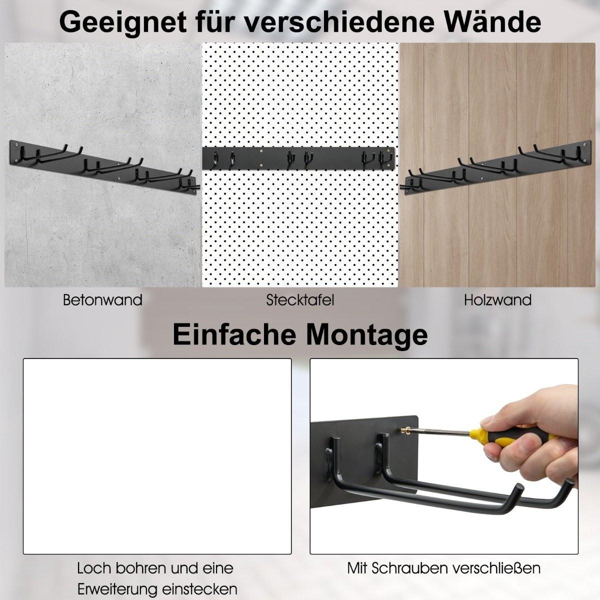 B2X Support mural pour appareils avec 4 crochets doubles Porte-outils de jardin Capacité de charge de 150 kg  