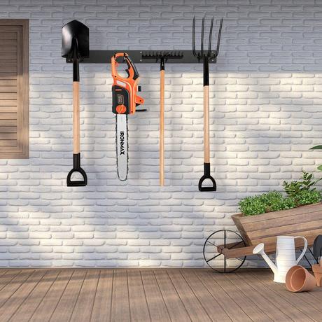 B2X Support mural pour appareils avec 4 crochets doubles Porte-outils de jardin Capacité de charge de 150 kg  