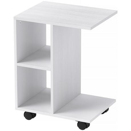 Northio Table d'appoint en forme de C, table basse à roulettes, table de canapé portable pour petites surfaces, 45 x 35 x 58 cm, blanc  