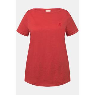 Ulla Popken  T-shirt à imprimé cerises, encolure bateau et manches courtes. Coton bio 