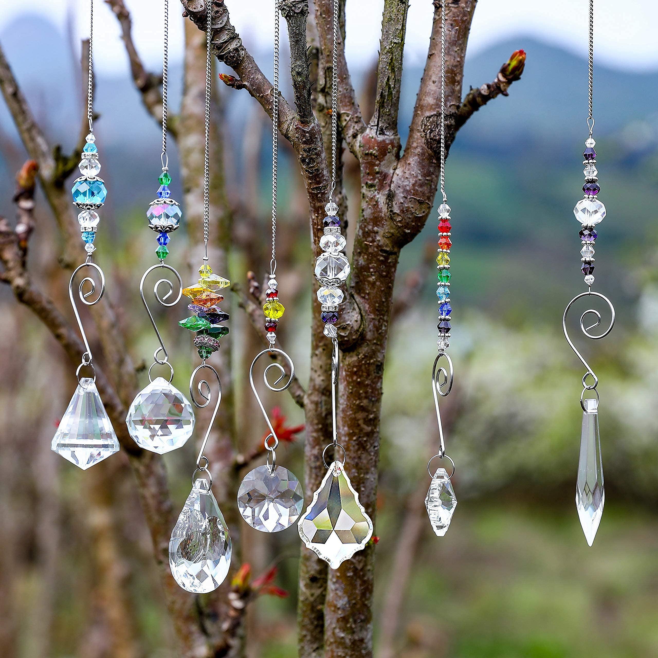 Alopini 7 pièces cristal arc-en-ciel perles de verre chaîne pendentif Fengshui pour fenêtre, jardinус  
