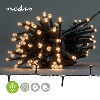 Nedis Lumières de Noël | Guirlande | 96 LED's | Blanc chaud | 7.20 m | Effets de lumière : 7 | Intérieur ou extérieur | Alimentée par piles  